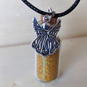 NEW Handmade Angel Gold Glitter Bottle Necklace